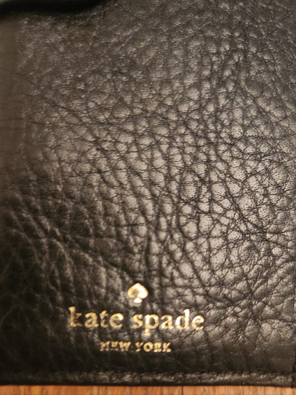 kate spade Vintage Black Pebbled Leather Wallet Gold Spade Accent Circa 2015 - Picture 5 of 6